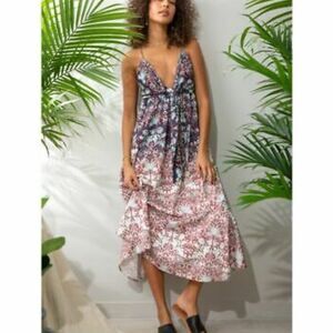 NWT Free People Sun Bleached Tie Front Midi Dress